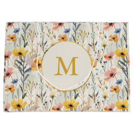 Sacola Para Presentes Grande Padrão Personalizado de Flores de Prados de Gouach