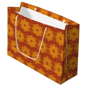 Sacola Para Presentes Grande Padrão real amarelo e vermelho de mandala