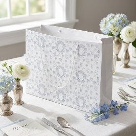 Sacola Para Presentes Grande Padrão Repetitivo de Chinoiserie Branco Azul