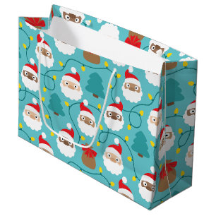 Sacola Para Presentes Grande Padrão Santa Clauses