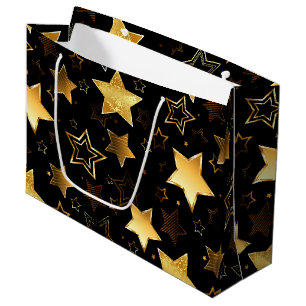 Sacola Para Presentes Grande Padrão sem costura com estrelas de Ouro