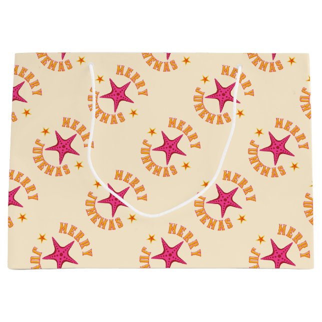 Sacola Para Presentes Grande Padrão tropical de Natal da feliz Junemas (Frente)