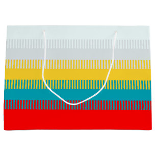 Sacola Para Presentes Grande Padrão Único Chic Vermelho Azul Amarelo Cinza FOFO