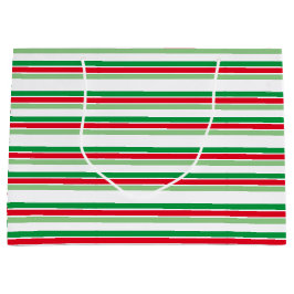 Sacola Para Presentes Grande Padrão Verde Branco Vermelho de Faixa de Férias