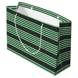Sacola Para Presentes Grande Padrão verde e carvão cinco faixas