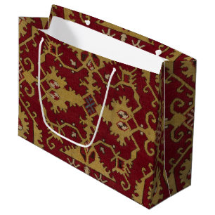 Sacola Para Presentes Grande Padrão Vermelho Persa Oriental Geométrico Antiqu