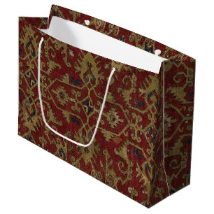 Sacola Para Presentes Grande Padrão Vermelho Persa Russo Antiquado Oriental Ori