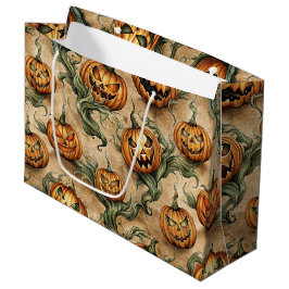 Sacola Para Presentes Grande Padrão Vintage Halloween Jack-O-Lantern