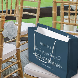 Sacola Para Presentes Grande Padrinho de casamento Personalizado Azul Obrigado