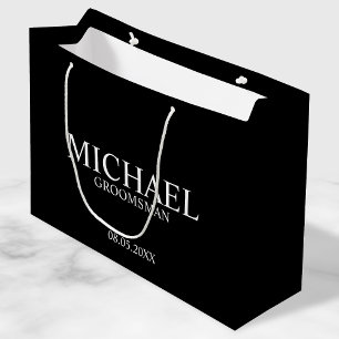 Sacola Para Presentes Grande Padrinho de casamento Personalizado Branco e Preto