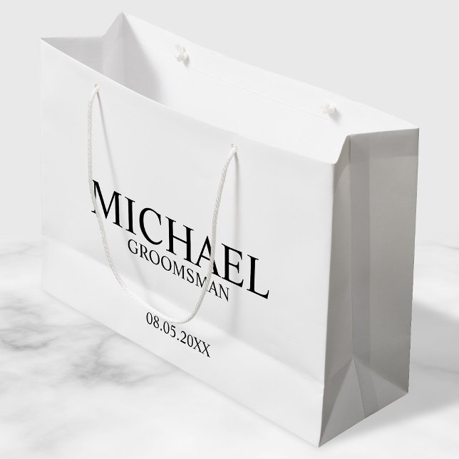 Sacola Para Presentes Grande Padrinho de casamento Personalizado Branco e Preto (Criador carregado)