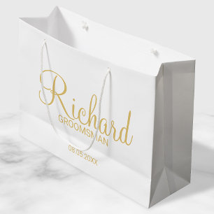 Sacola Para Presentes Grande Padrinho de casamento Personalizado Dourado de Scr