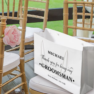 Sacola Para Presentes Grande Padrinho de casamento personalizado preto e branco