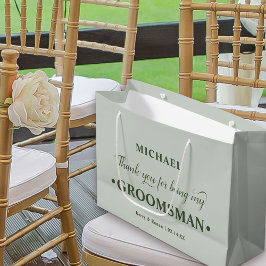 Sacola Para Presentes Grande Padrinho de casamento Personalizado Verde Obrigado