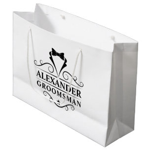 Sacola Para Presentes Grande Padrinho de casamento Preto