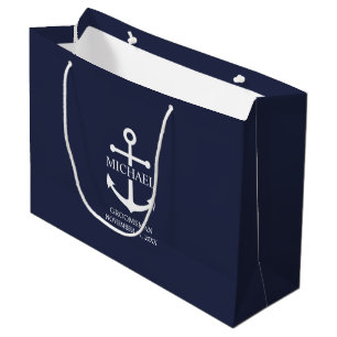 Sacola Para Presentes Grande Padrinhos de casamento Personalizados de Âncora Az