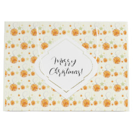 Sacola Para Presentes Grande Padrões de Aquarela de Natal em Porco Laranja Bast