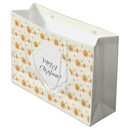 Sacola Para Presentes Grande Padrões de Aquarela de Natal em Porco Laranja Bast