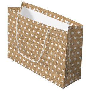Sacola Para Presentes Grande Padrões de Polkadots Brancos Incomodados em Faux K