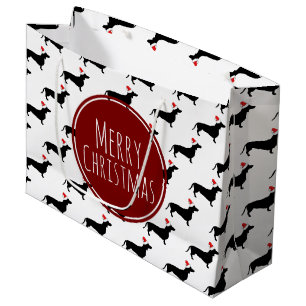 Sacola Para Presentes Grande Padrões de Sacos Negros de Natal Feliz