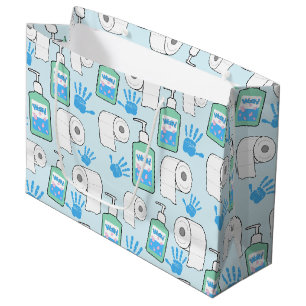 Sacola Para Presentes Grande Padrões de Sanitizer Mão e Papel de Banheiro