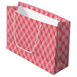 SACOLA PARA PRESENTES GRANDE PADRÕES GEOMÉTRICOS DO CUBO PASTEL PINK