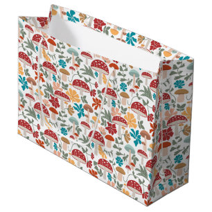 Sacola Para Presentes Grande Padrões modernos de Cogumelos e Meio século Floral