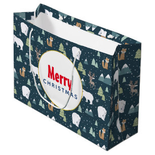Sacola Para Presentes Grande Padrões Russos De Inverno De Natal Bonito