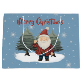 Sacola Para Presentes Grande Pai Natal Gnomo