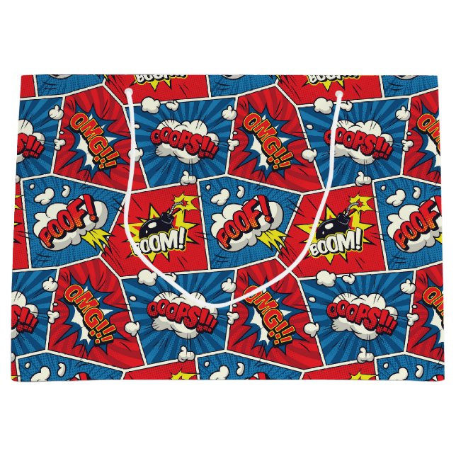 Sacola Para Presentes Grande Painéis de livros em quadrinhos de pop Art (Frente)