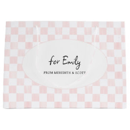 Sacola Para Presentes Grande Painted Pink Checkerboard Pattern Personalized