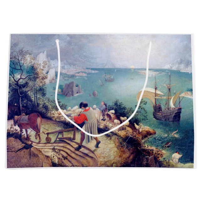 Sacola Para Presentes Grande Paisagem com queda de Ícaro, Pieter Bruegel (Frente)