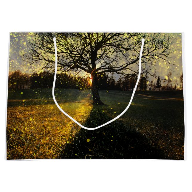 Sacola Para Presentes Grande Paisagem com sonhos de vagalumes mágicos (Frente)