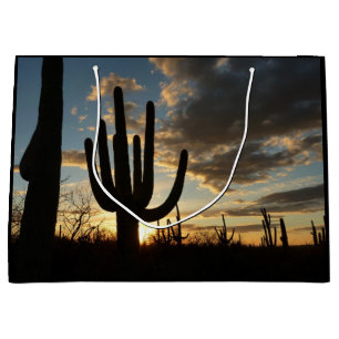 Sacola Para Presentes Grande Paisagem do Deserto de Arizona Saguaro Sunset II