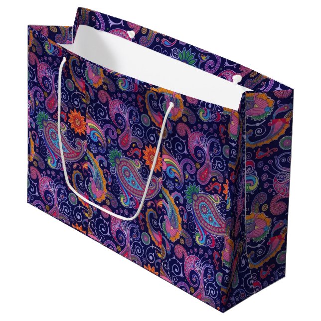 Sacola Para Presentes Grande Paisley Purple rosa (Frente inclinada)