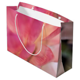 Sacola Para Presentes Grande Palha rosa-branca