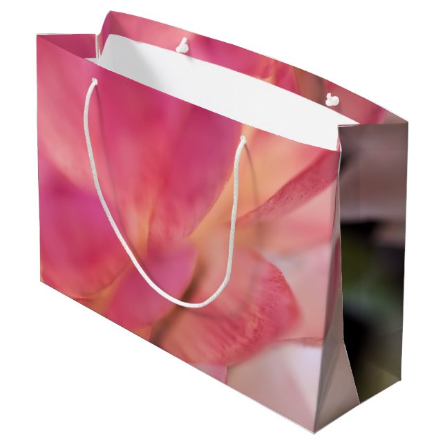 Sacola Para Presentes Grande Palha rosa-branca (Verso inclinado)