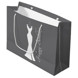 Sacola Para Presentes Grande Palhaço branco elegante na Cinza - Aniversário da