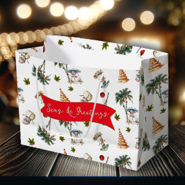 Sacola Para Presentes Grande Palm Trees Tropicais Padrão de Natal