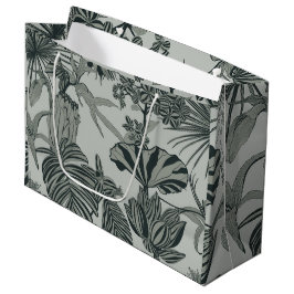 Sacola Para Presentes Grande Palmas, flores, folha de monstera tropical.