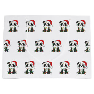 Sacola Para Presentes Grande Panda Natal Animais de inverno Pandas
