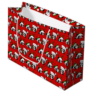 Sacola Para Presentes Grande Pandas de Natal