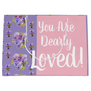 Sacola Para Presentes Grande Pansy floral Roxo Você é um Saco de Presente Ado