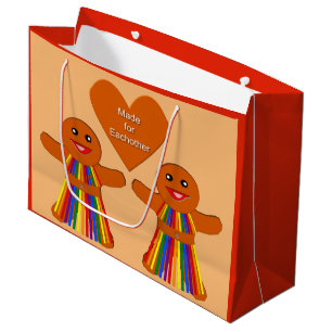 Sacola Para Presentes Grande Pão de Natal lésbico Casal feminino