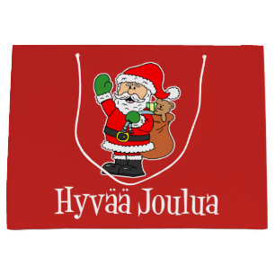 Sacola Para Presentes Grande Papai noel finlandês do Natal de Hyvaa Joulua