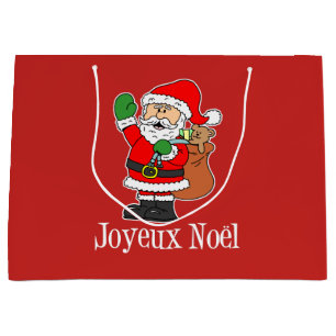 Sacola Para Presentes Grande Papai noel francês Joyeux Noel do Natal (no