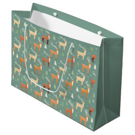 Sacola Para Presentes Grande Papai noel Retro Reindeer Gift Bag