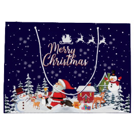 Sacola Para Presentes Grande Papai Noel, Snowman Feliz Natal Mediu