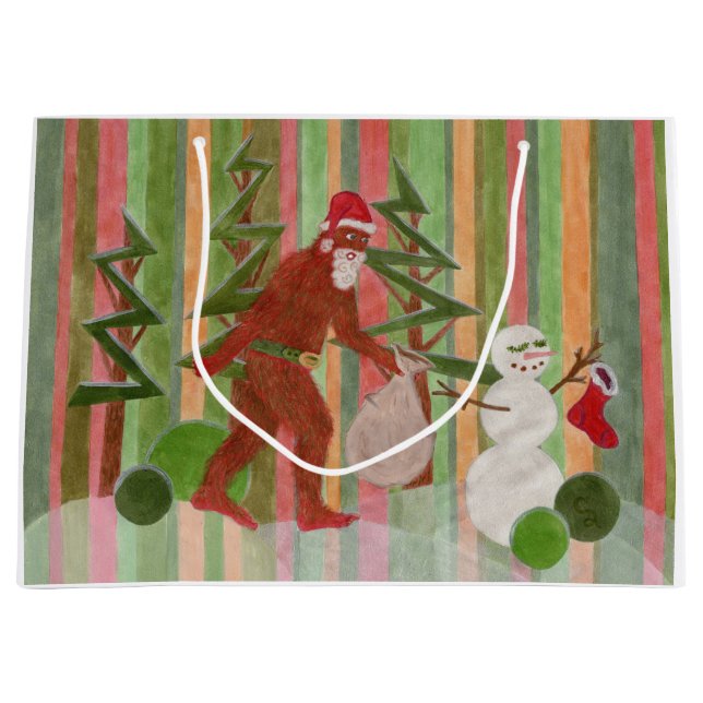 Sacola Para Presentes Grande Papai noel Squatch (Frente)