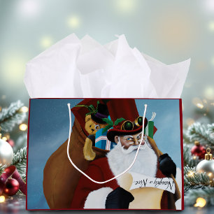 Sacola Para Presentes Grande Papai Noel Steampunk Vitoriano Arte de Fantasia de